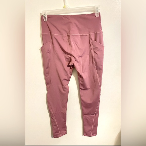 Sz L High Waist Yoga Pants with Pockets, Tummy Control, New no tag mauve - Picture 4 of 5